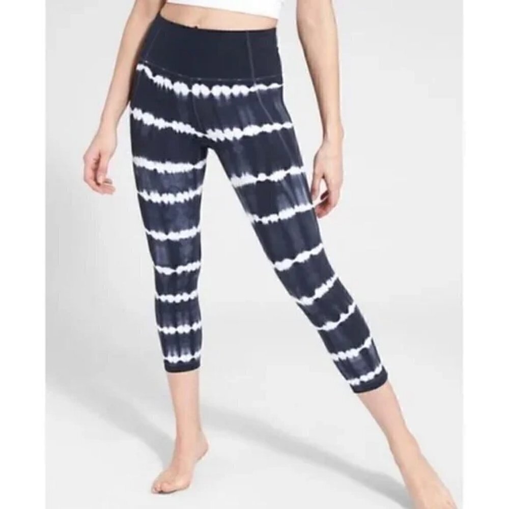Athleta Navy Tie Dye Salutation High Rise Capri Leggings Size XS